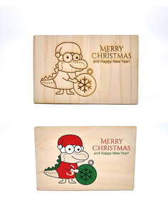 Houten kaartje "Merry Christmas and Happy New Year" - Sarto