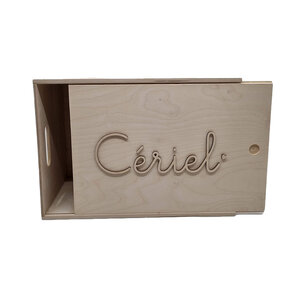 Houten memory box met kleefletters