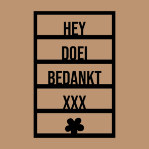 Houten kaart -Hey, doei, bedankt